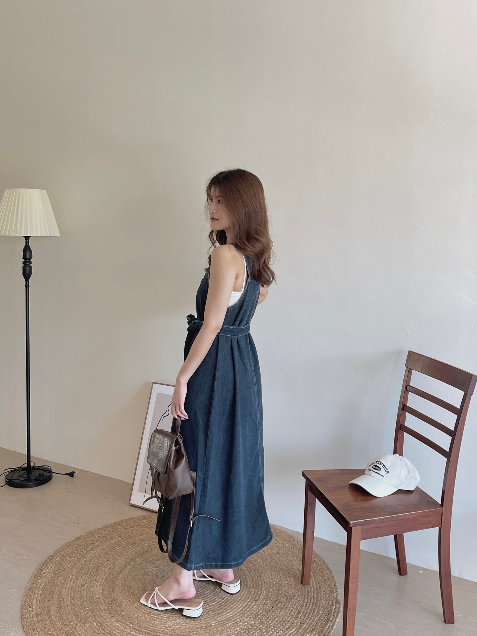 Anaya Denim Dress / 系带牛仔吊带长裙