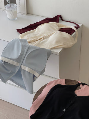 Button Halterneck Padded Top / 纯欲挂脖胸垫背心