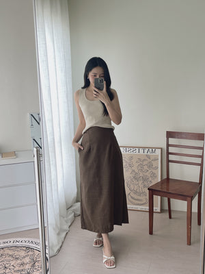 Linen Midi Skirt / 亚麻半身长裙