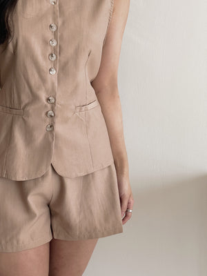 Casual Vest Set / 琥珀排扣休闲套装