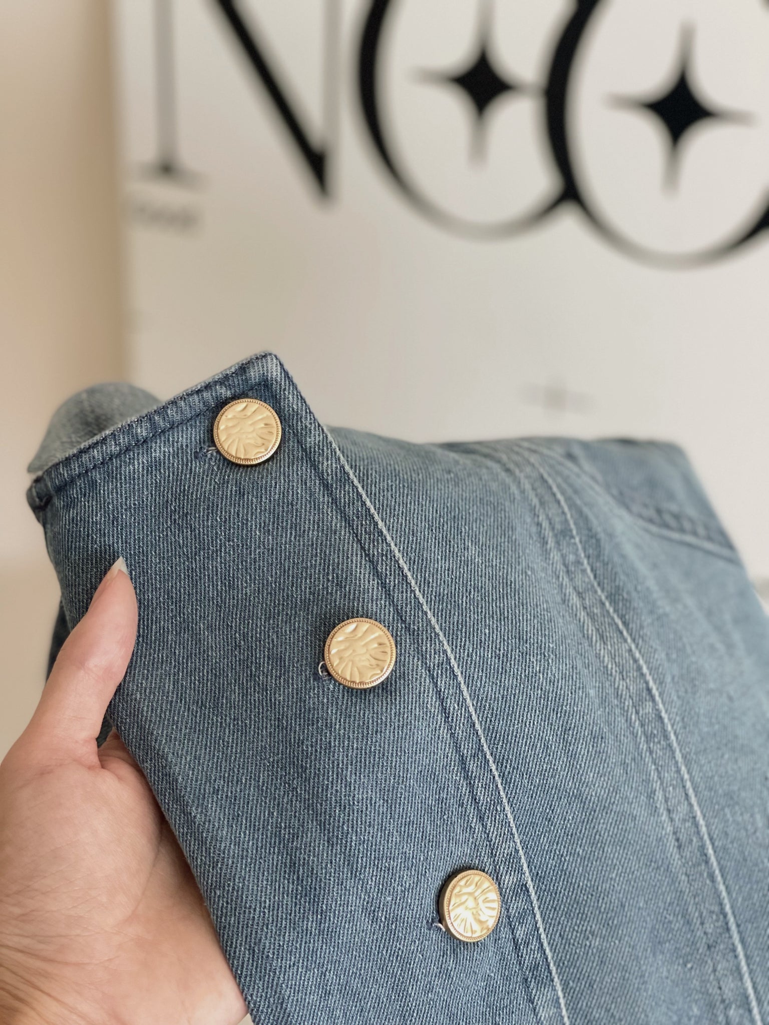 Denim Gold Button Top / 小香牛仔金扣上衣