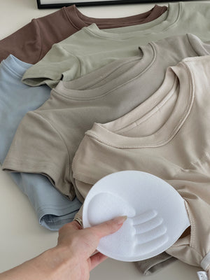 Crop Tee With Removable Pad / 短款T恤自带可拆卸乳胶垫