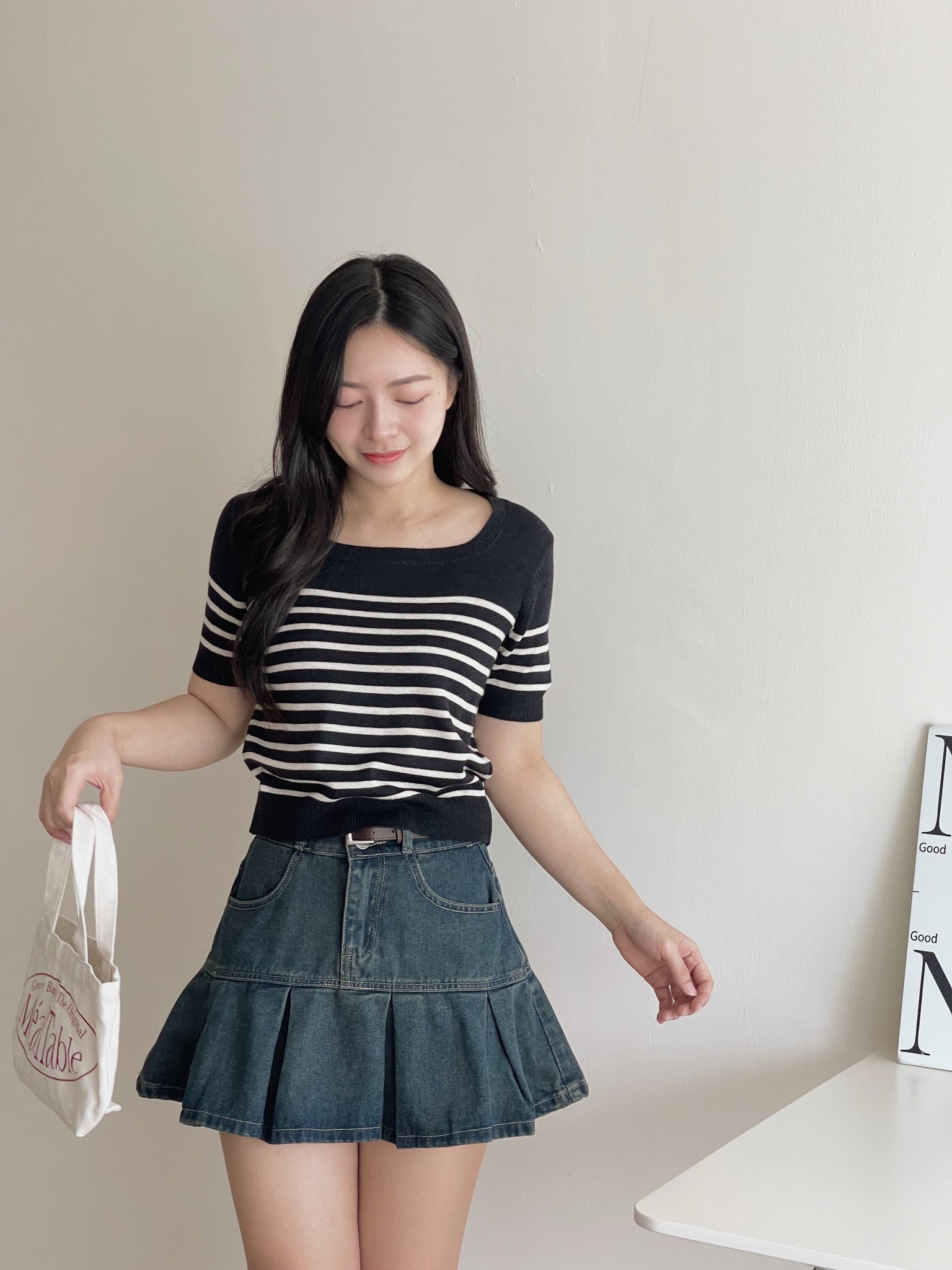 Denim Pleated Skirt / 牛仔百褶短裙