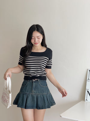 Denim Pleated Skirt / 牛仔百褶短裙