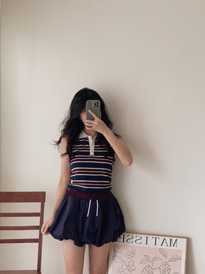 Sweetie Knitted Contrast Set /  甜妹针织撞色条纹套装