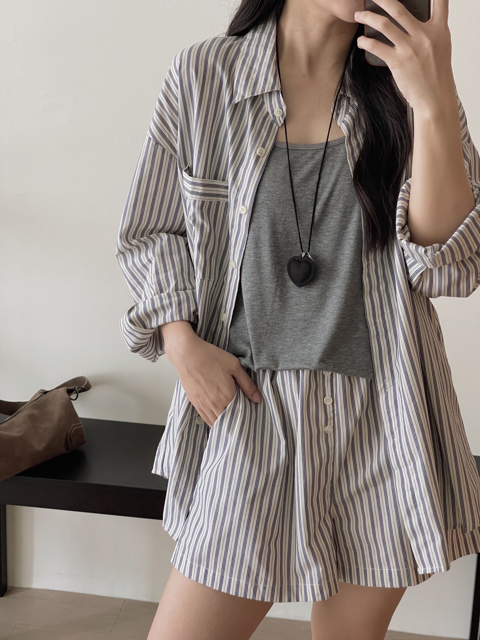 Striped Effortless 3pcs Set / 条纹慵懒风三件套