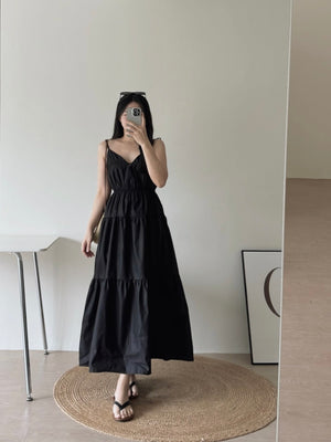 Lorra Wide Flare Dress / 小露背度假风长裙