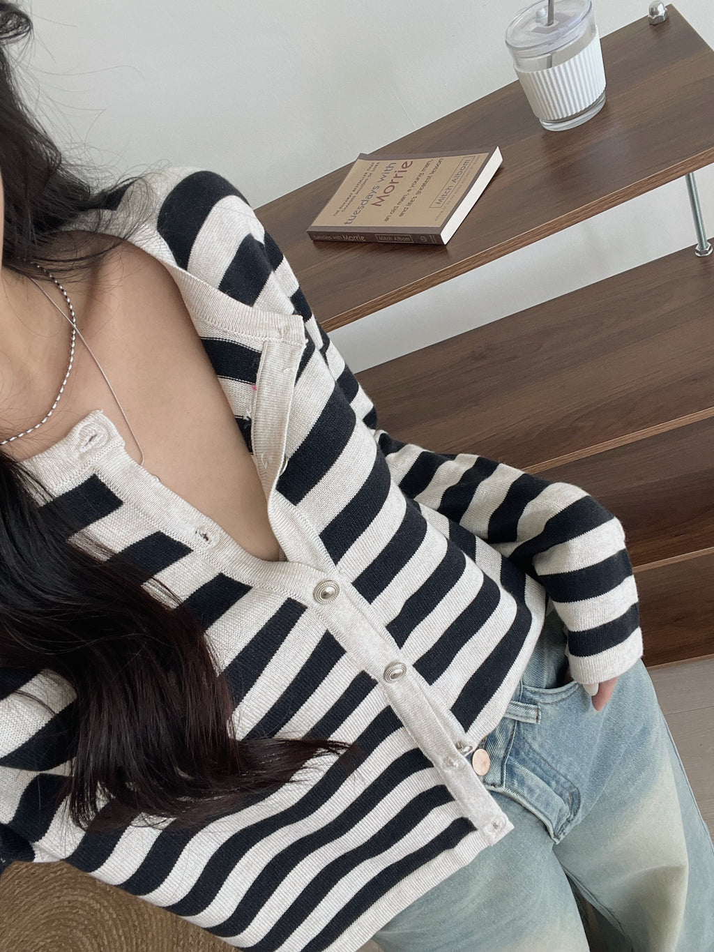 Unnie Style Stripes Cardigan / 韩系软糯条纹开衫