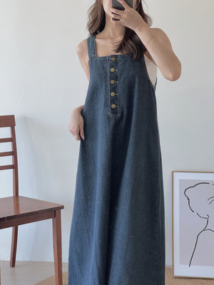 Anaya Denim Dress / 系带牛仔吊带长裙