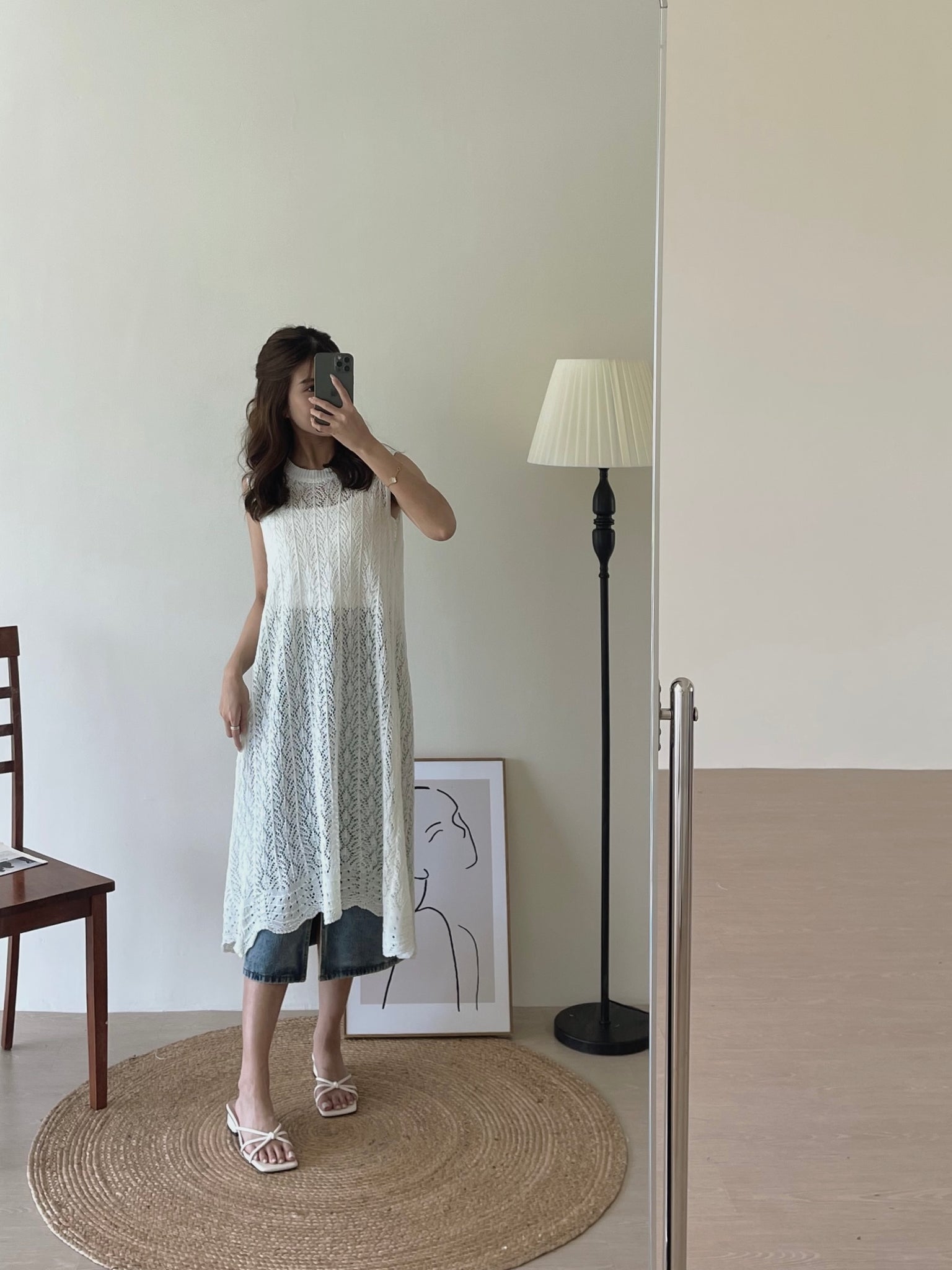 Denim Front Split Skirt / 前开衩牛仔半裙