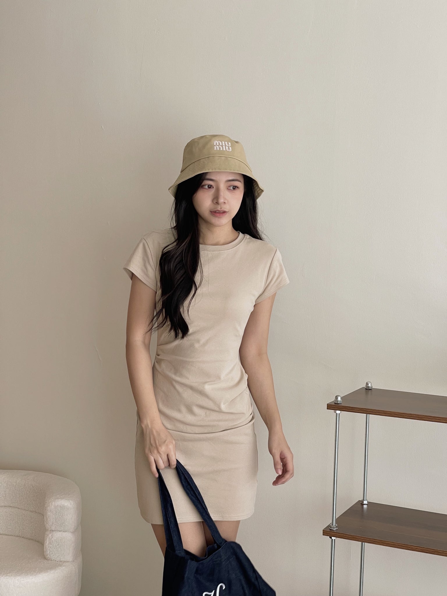 Basic Tall Slim Dress / 捏皱收腰连衣裙加长版