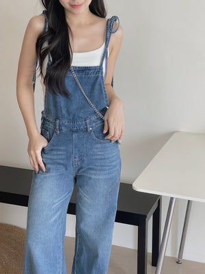 Tie Strap Denim Dungaree / 牛仔系肩带复古背带裤