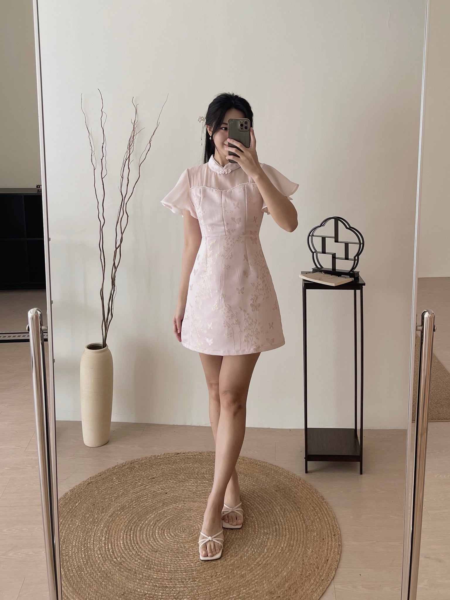 Butterfly Flutter Qipao Dress / 锦蝶花语-金线提花改良旗袍