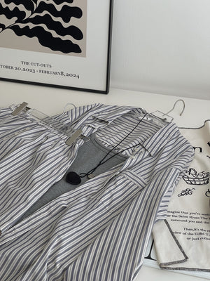 Striped Effortless 3pcs Set / 条纹慵懒风三件套