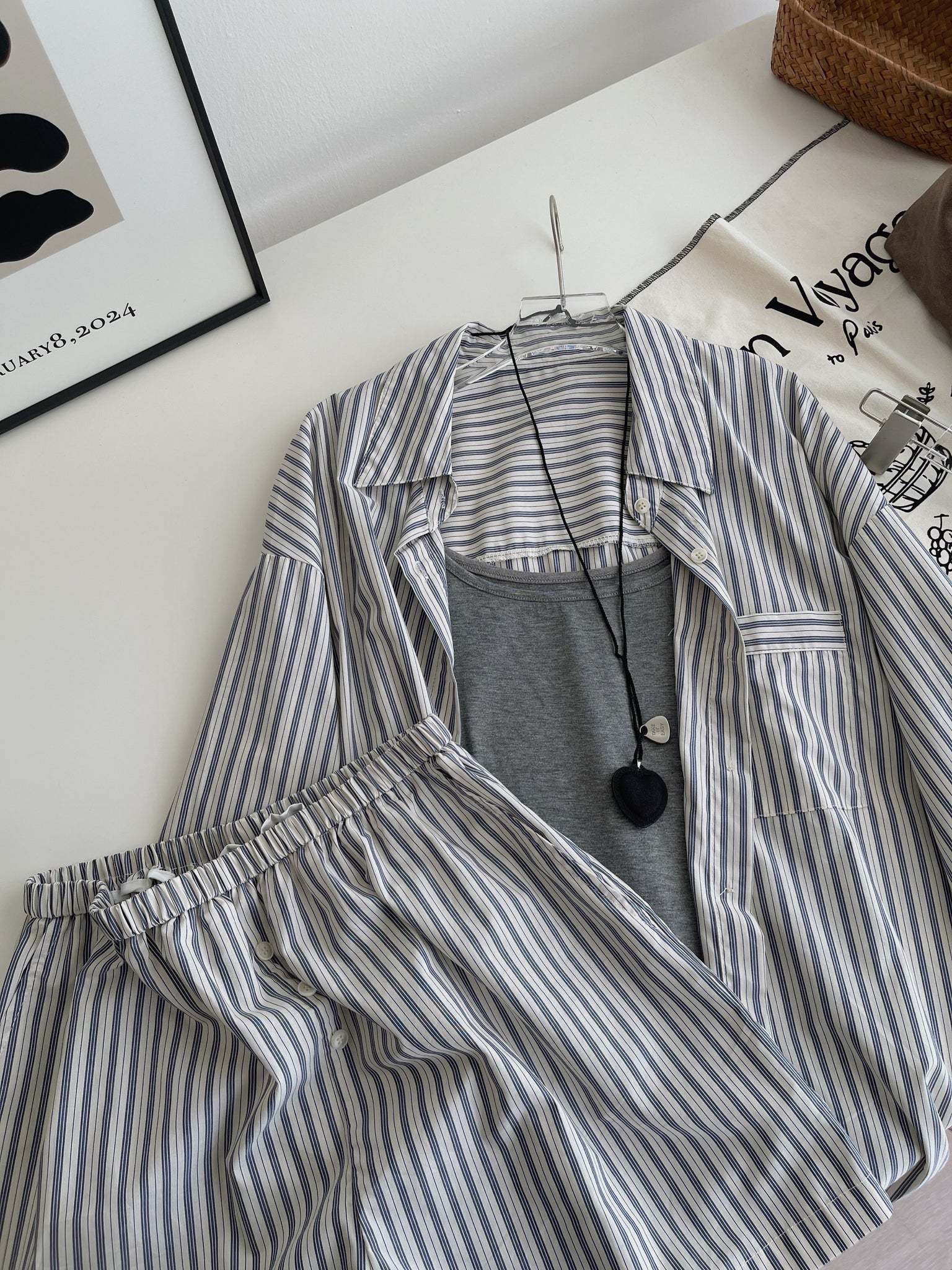 Striped Effortless 3pcs Set / 条纹慵懒风三件套
