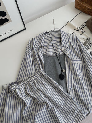 Striped Effortless 3pcs Set / 条纹慵懒风三件套