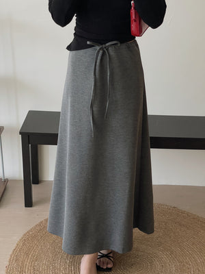 Tie-Waist Aline Midi Skirt / 系带垂坠感宽摆半身裙