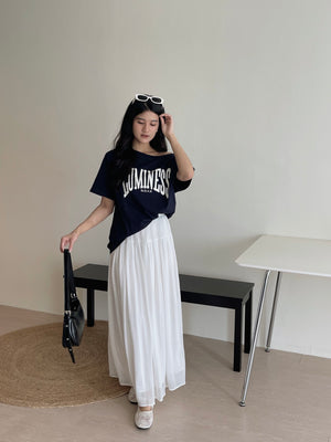 Letters Drop Shoulder Tee / 字母宽领落肩T恤