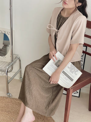 Reine Short Sleeve Outer / 韩式系带开衫外搭