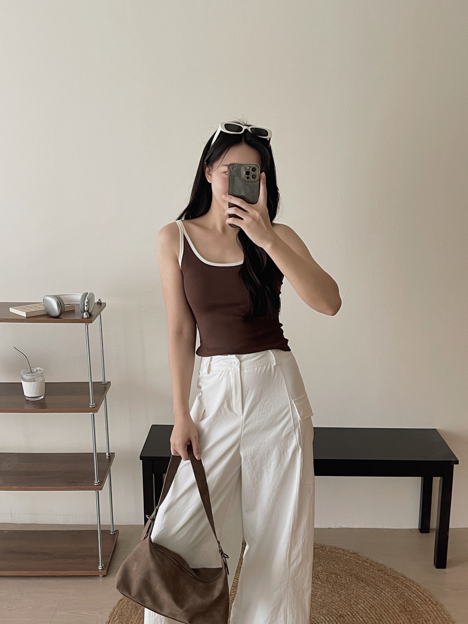 Contrast Trim Padded / 撞色边吊带胸垫背心