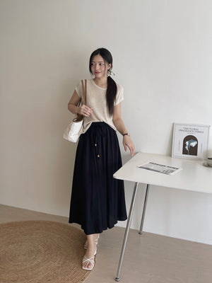 Viscose Linen Midi Skirt / 亚麻夏季半身裙
