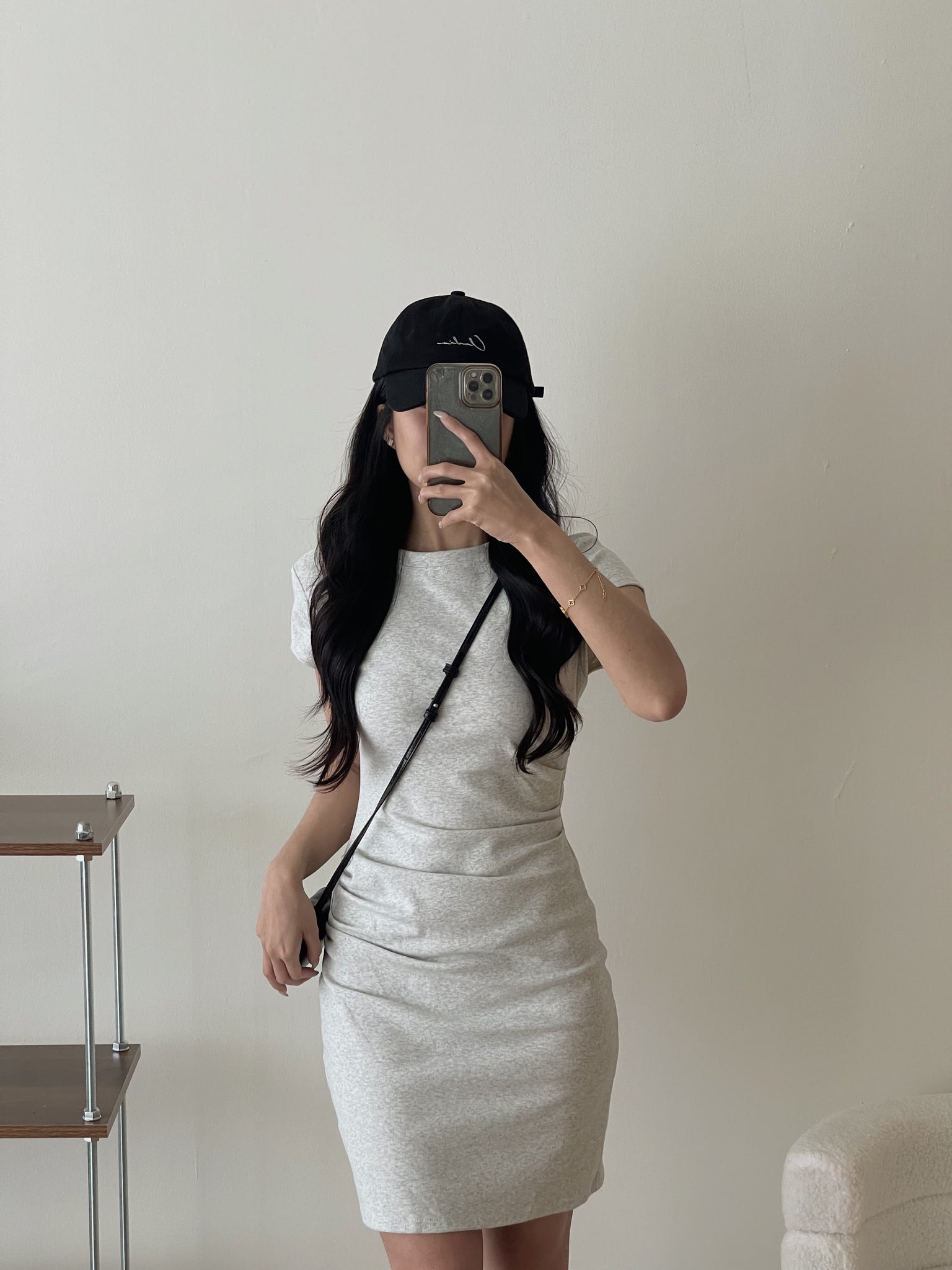 Basic Tall Slim Dress / 捏皱收腰连衣裙加长版