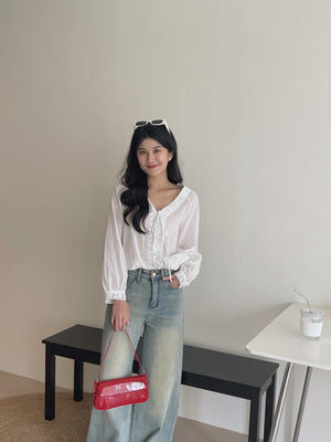 Anais V-Neck Loose Shirt / 清冷风宽松V领衬衫