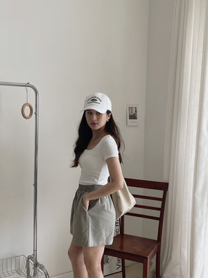Dear You Padded Crop Top / 螺纹胸垫一体短衣