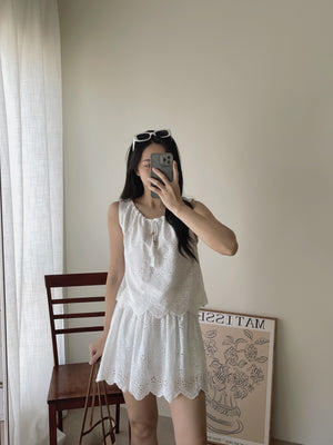 Holiday Eyelet Set / 刺绣抽绳度假套装
