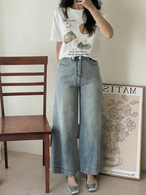 Denim Wide Cropped Pants / 牛仔宽松阔腿九分裤