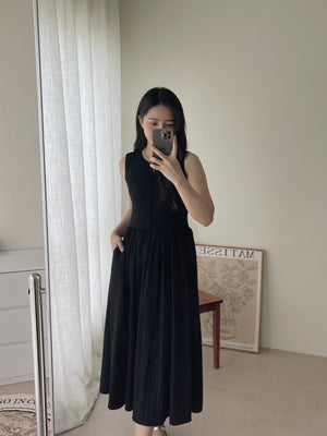 Cassia Ribbed Spliced Dress / 背心拼接连身长裙