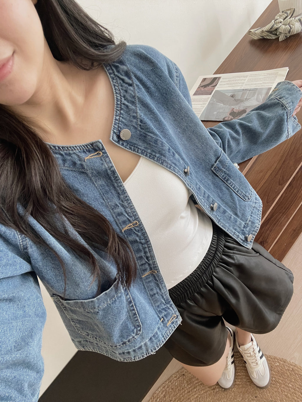 Reve Denim Outer / 复古韩版圆领牛仔外套