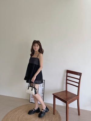 Silky Mesh Top / 缎面拼接网纱吊带衣