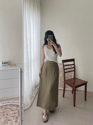 Linen Midi Skirt / 亚麻半身长裙
