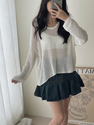 Korean Loose Knitted Sweater / 韩版慵懒镂空针织罩衫