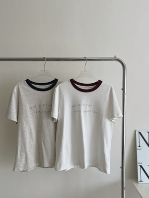 Contrast Neckline Tee / 撞色领口字母T恤