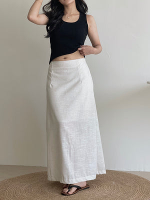 Linen Midi Skirt / 亚麻半身长裙