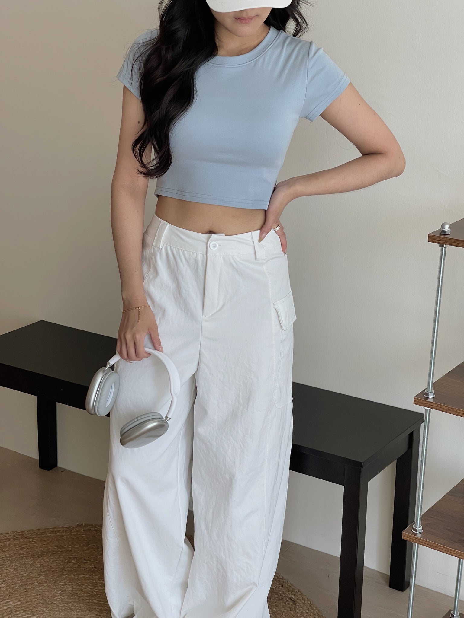 Crop Tee With Removable Pad / 短款T恤自带可拆卸乳胶垫