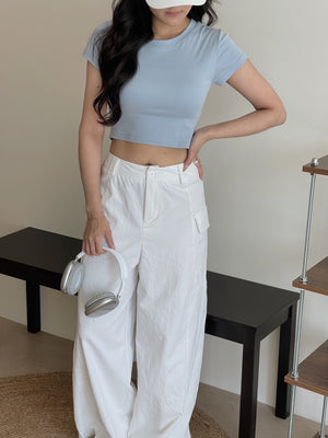 Crop Tee With Removable Pad / 短款T恤自带可拆卸乳胶垫