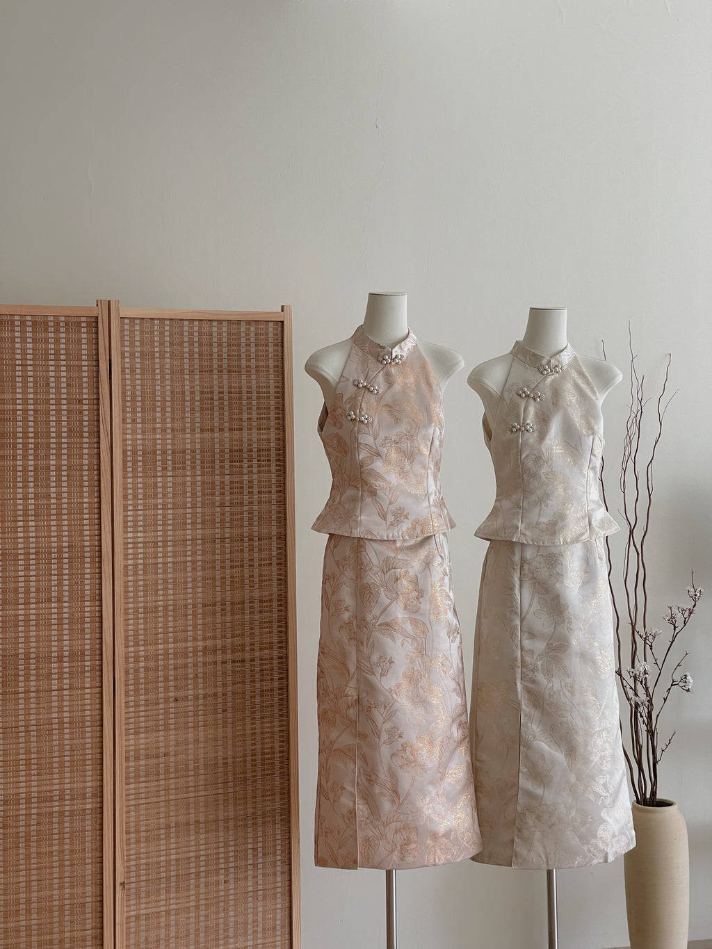 Oriental Bloom Midi Skirt Set / 【香绫花语】金丝古典气质中长裙套装