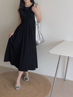 Cassia Ribbed Spliced Dress / 背心拼接连身长裙