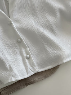 Crepon Silky Crop Shirt / 纹理水光锻短衬衫