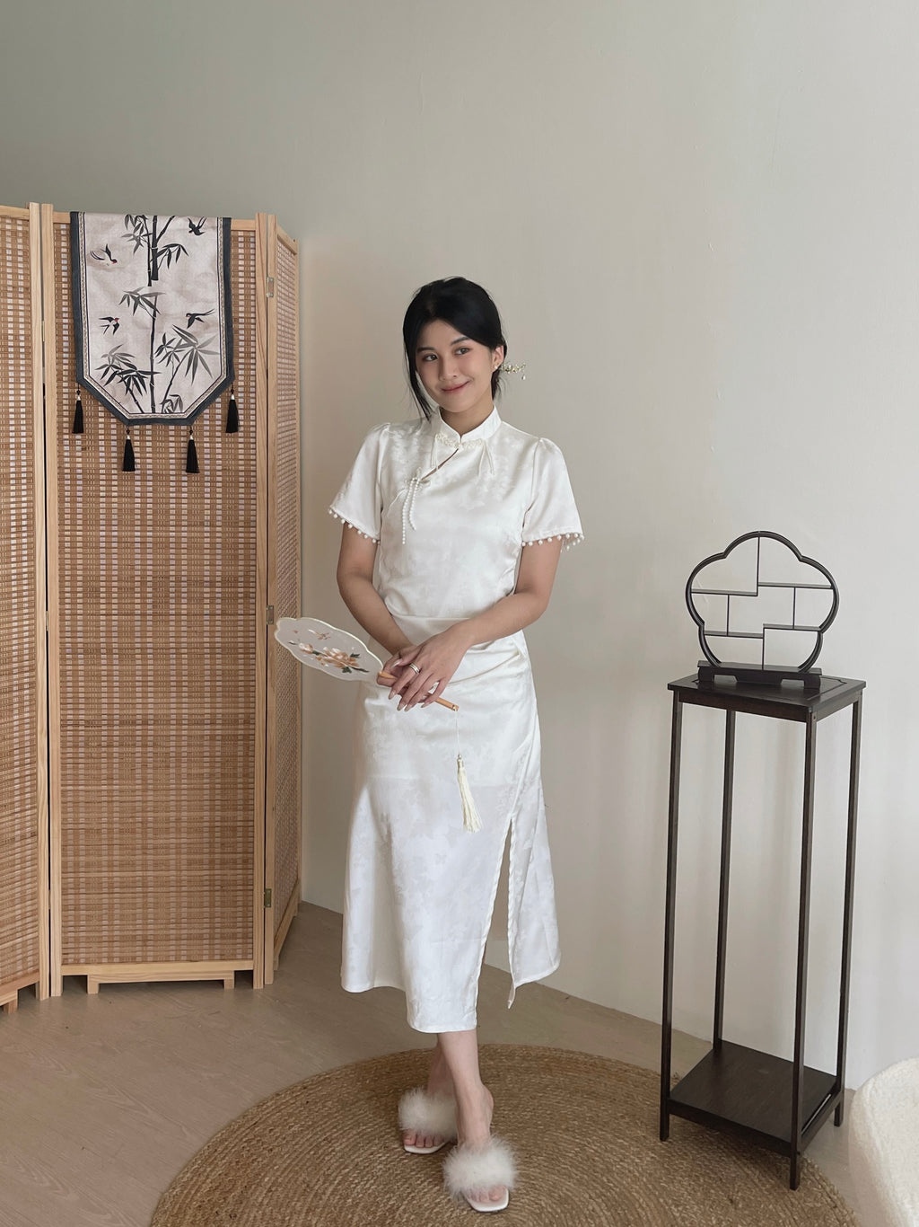 Pearl Tassel Cheongsam / 素雅珍珠流苏提花连身裙