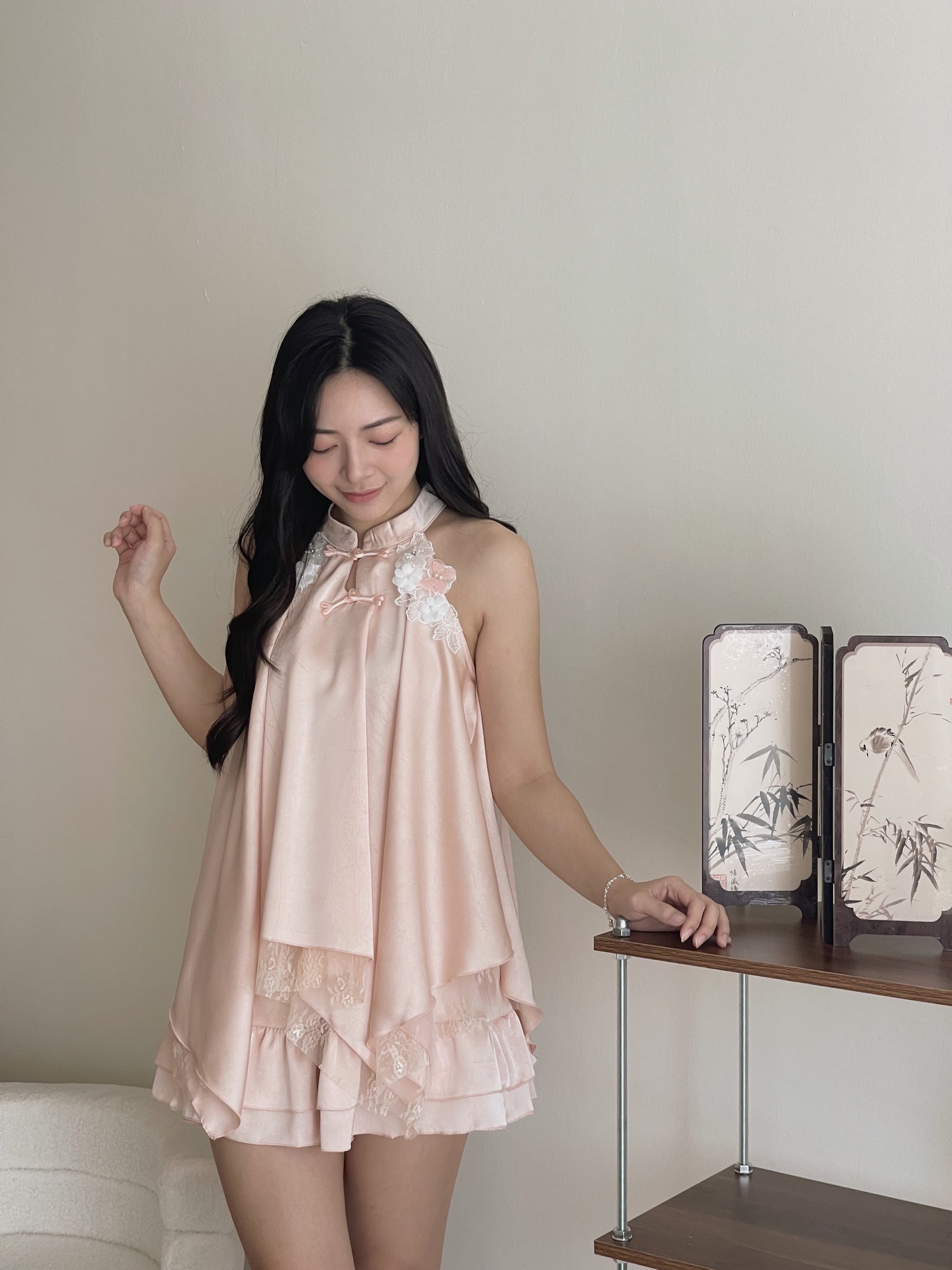 Lace Spliced Chinese Set / 中式甜美蕾丝盘扣套装