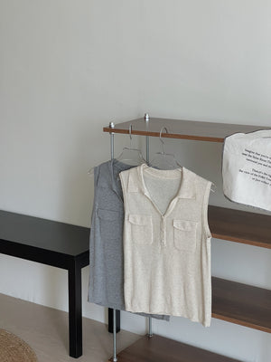 Double Pockets Knit Top / 洋气针织百搭上衣