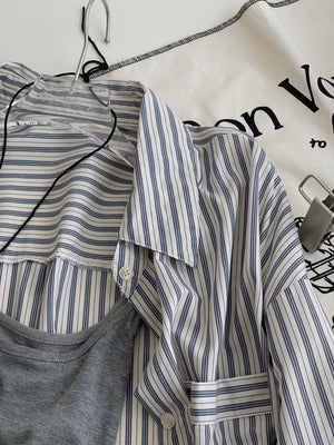 Striped Effortless 3pcs Set / 条纹慵懒风三件套