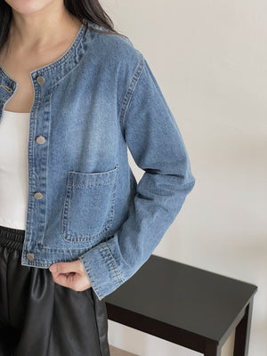 Reve Denim Outer / 复古韩版圆领牛仔外套