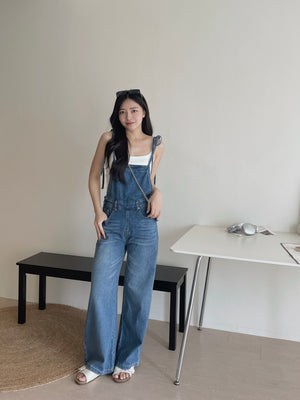 Tie Strap Denim Dungaree / 牛仔系肩带复古背带裤