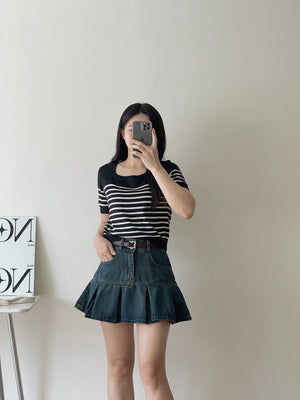 Denim Pleated Skirt / 牛仔百褶短裙