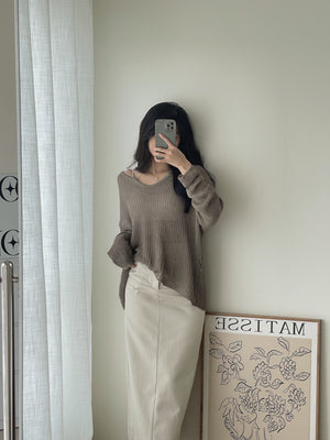 Korean Loose Knitted Sweater / 韩版慵懒镂空针织罩衫